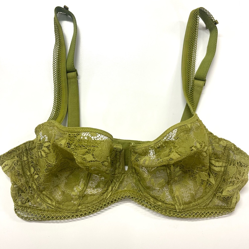 Simone Perele Vertige Green Half Cup Lace Bra Bustier Dainty Lingerie Sexy 34D - Picture 7 of 12